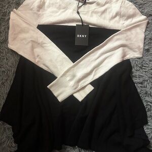 DKNY Black and White Triangle Colorblock Shirt